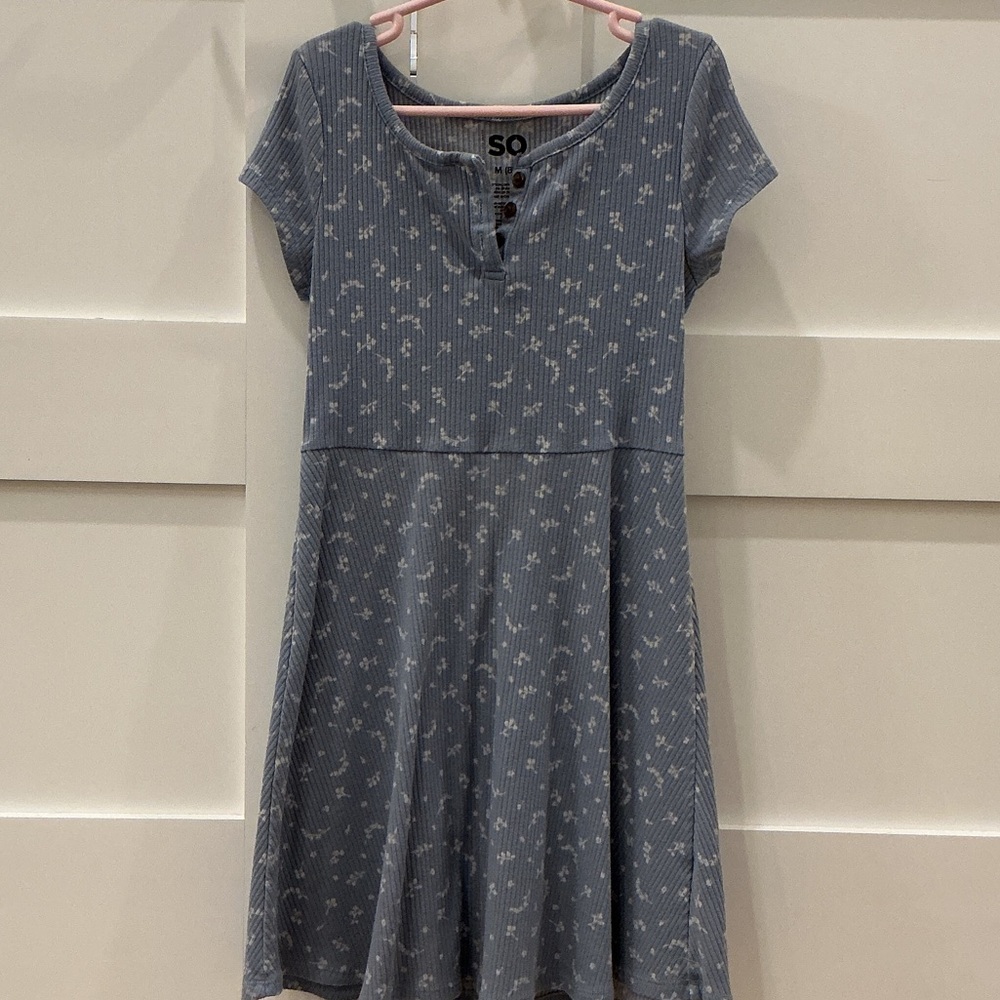 SO Light Blue Patterned Kids Dress